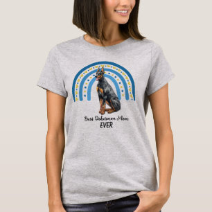 Blue Rainbow Best Doberman Chien Maman T-shirt
