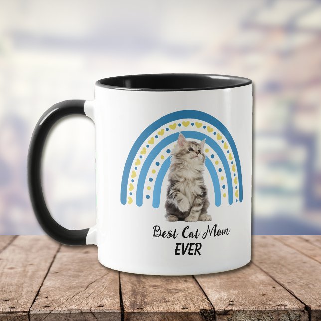Blue Rainbow Best Grey Maine Coon Cat Mom Mug (Creator Uploaded)