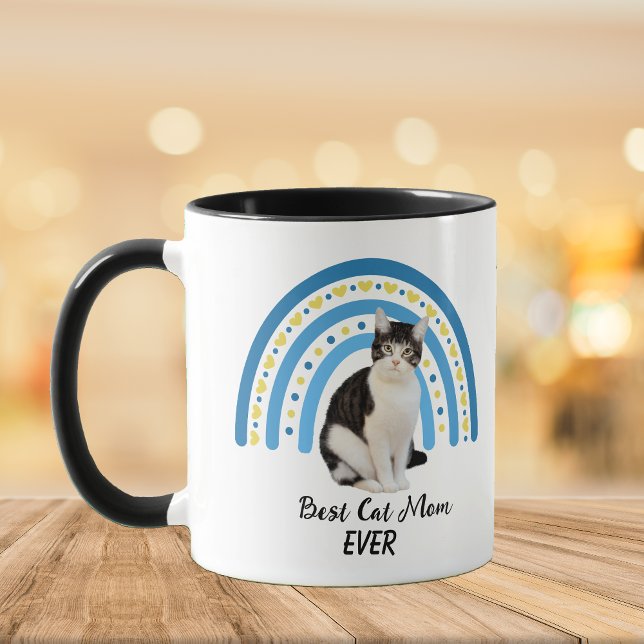 Blue Rainbow Best Grey White Cat Mom Mug (Creator Uploaded)
