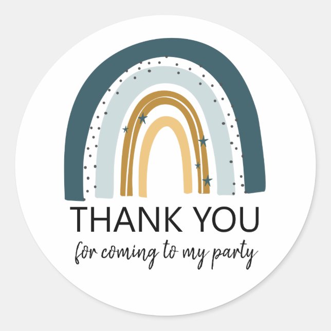 Blue Rainbow Birthday Favour Stickers (Front)