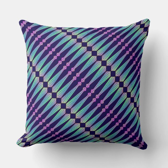 Blue Rainbow Diagonal Designer  Throw Pillow (Front)