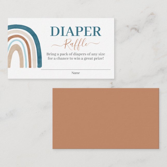 Blue Rainbow Diaper Raffle Enclosure Card (Front/Back)