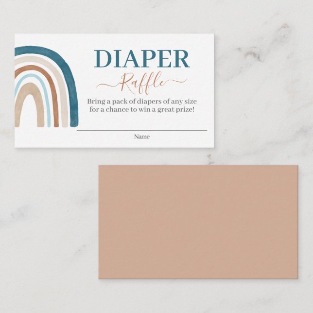 Blue Rainbow Diaper Raffle Enclosure Card (Front/Back)