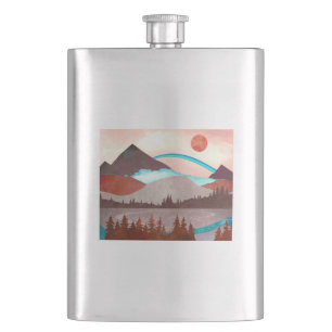 Blue Rainbow Landscape Hip Flask