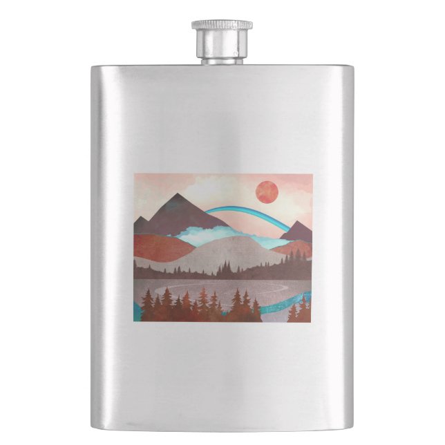 Blue Rainbow Landscape Hip Flask (Front)