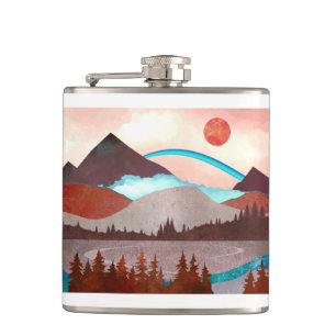 Blue Rainbow Landscape Hip Flask