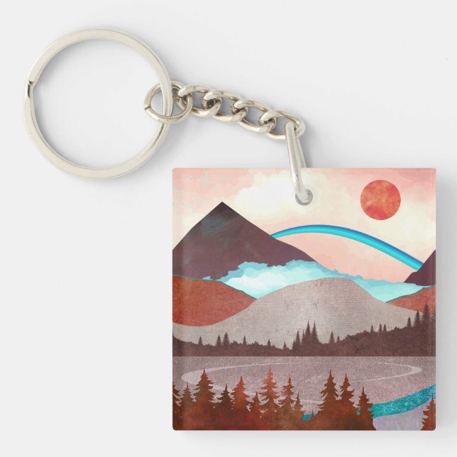 Blue Rainbow Landscape Keychain (Front)