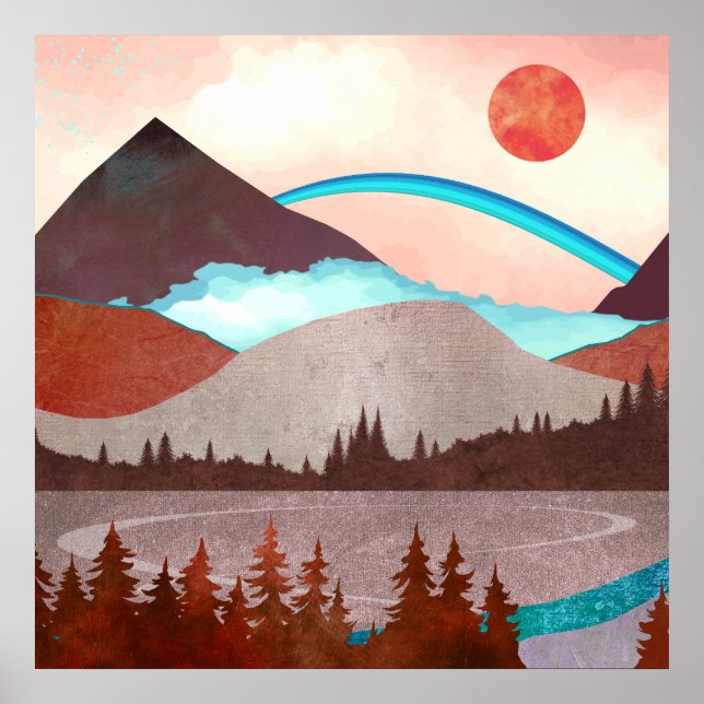 Blue Rainbow Landscape Poster (Front)