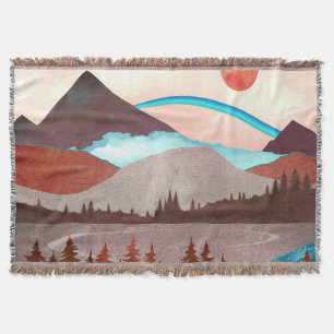 Blue Rainbow Landscape Throw Blanket