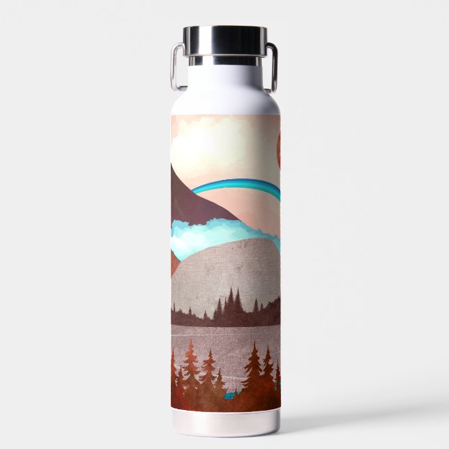 Blue Rainbow Landscape Water Bottle (Front)