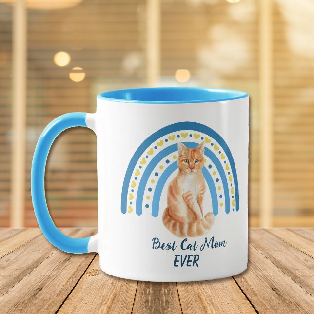 Blue Rainbow Meilleur Ginger Chat Maman Mug (Créateur téléchargé)