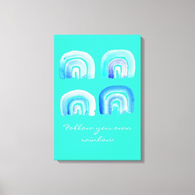Blue rainbow retro turquoise canvas print (Front)