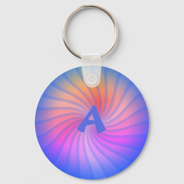 Blue Rainbow Spiral - Customizable Keychain (Front)