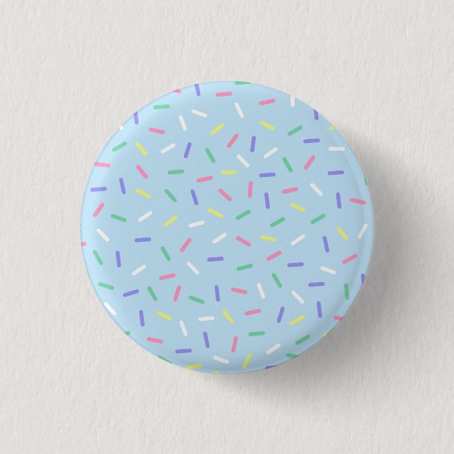 Blue rainbow sprinkles confetti fun colourful  1 inch round button (Front)