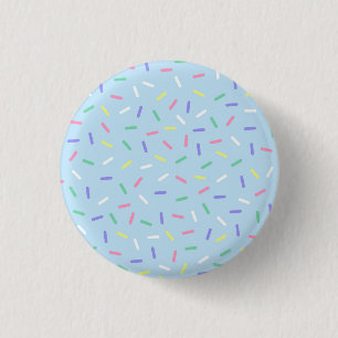 Blue rainbow sprinkles confetti fun colourful  1 inch round button