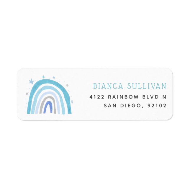 Blue Rainbow Stars Adresse de retour (Devant)