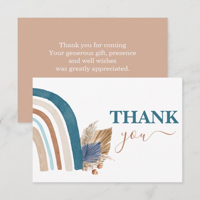 Blue Rainbow thank you Note Card (Front/Back)