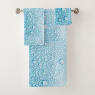 BLUE RAINDROP WET PATTERN BATH TOWEL SET
