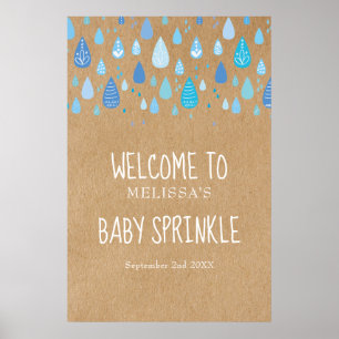 Blue Raindrops Baby Sprinkle / Shower Welcome Poster