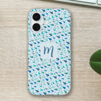Blue raindrops custom monogram