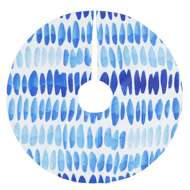 Blue Raindrops: Watercolor Seamless Abstract Brushed Polyester Tree Skirt (Front)