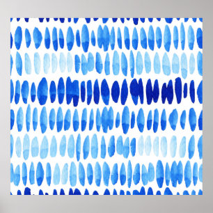 Blue Raindrops: Watercolor Seamless Abstract Poster