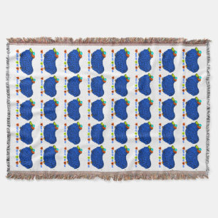 Blue Ram Chinese Year Zodiac Throw Blanket