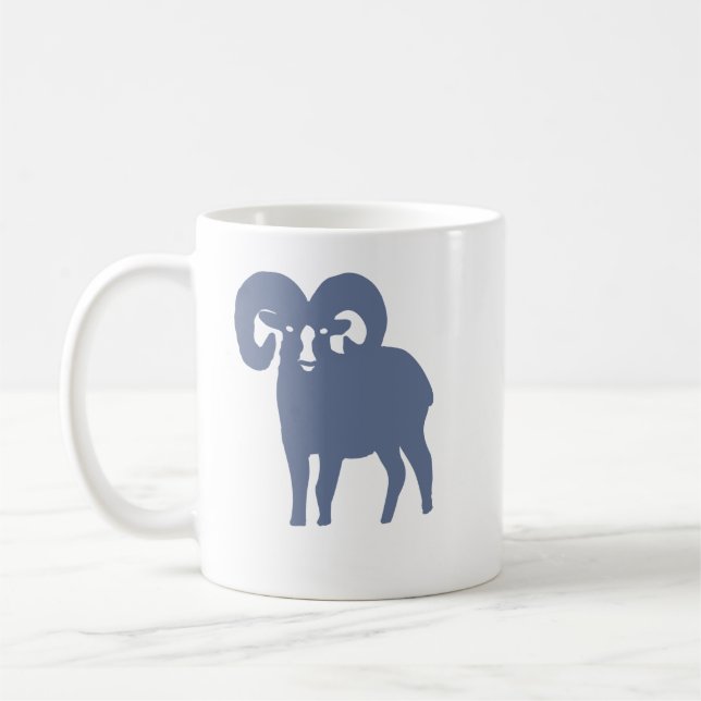 Blue Ram Silhouette Aries Coffee Mug (Left)