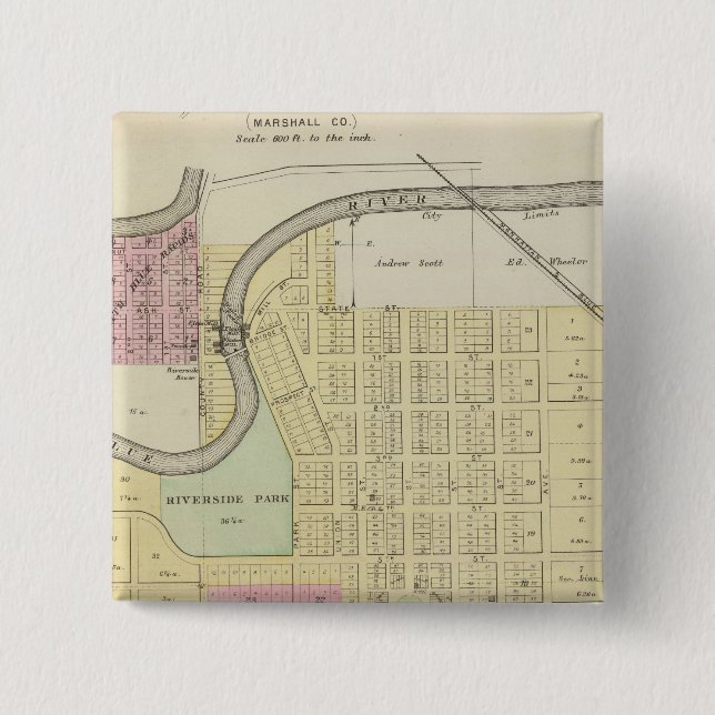 Blue Rapids, Marshall County, Kansas 2 Inch Square Button (Front)