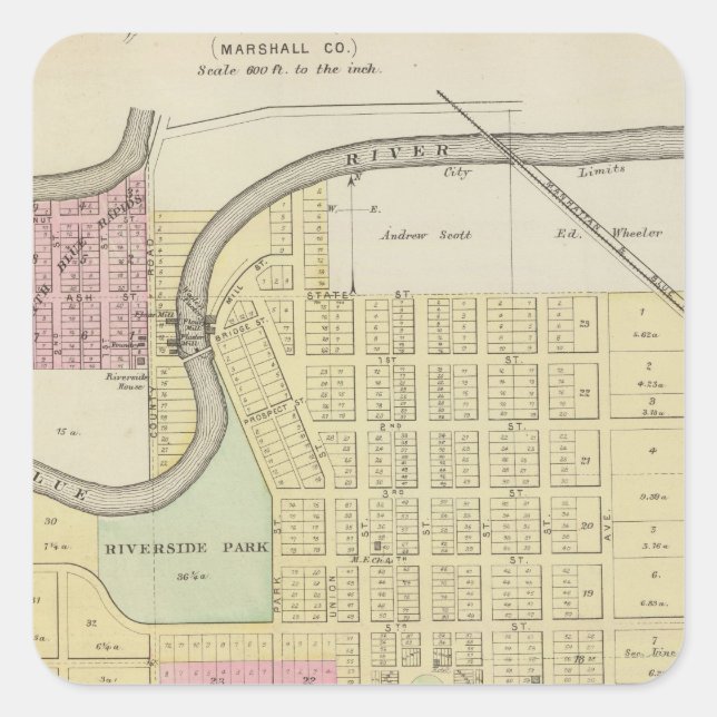 Blue Rapids, Marshall County, Kansas Square Sticker (Front)