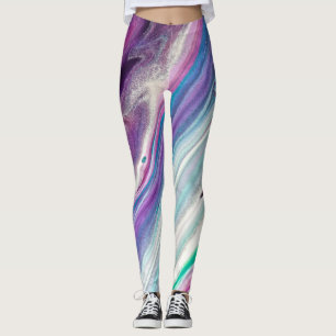 blue raspberry abstract leggings