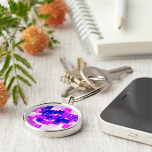 "Blue Raspberry" Geometric Art Keychain