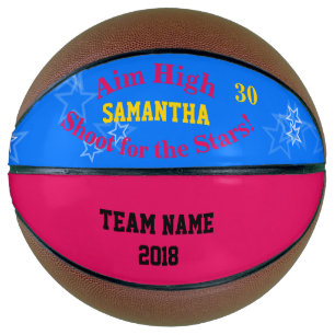 Blue Raspberry Personalized Name Stars Basketball