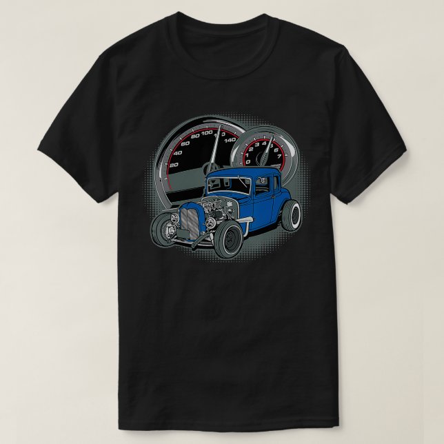 Blue Rat Rod  T-Shirt (Design Front)