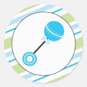 Blue Rattle   Baby Shower Favour Sticker