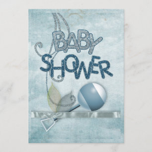 Blue Rattle Babyshower Invitation