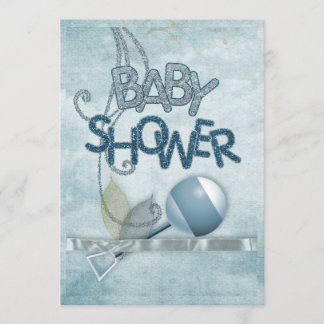 Blue Rattle Babyshower Invitation