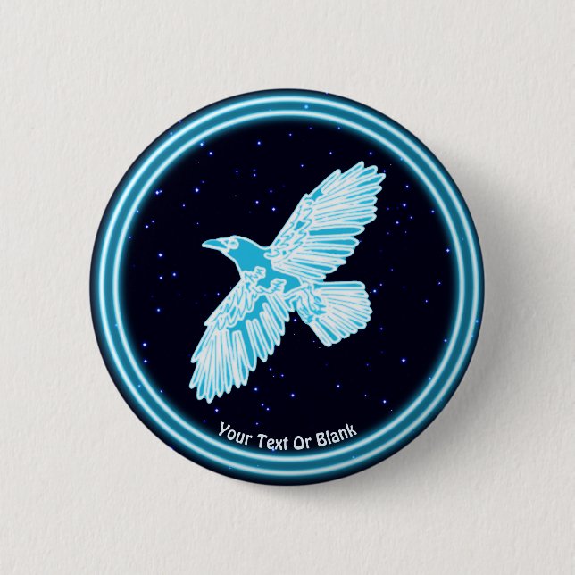 Blue Raven On Stars 2 Inch Round Button (Front)