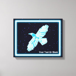 Blue Raven On Stars Canvas Print