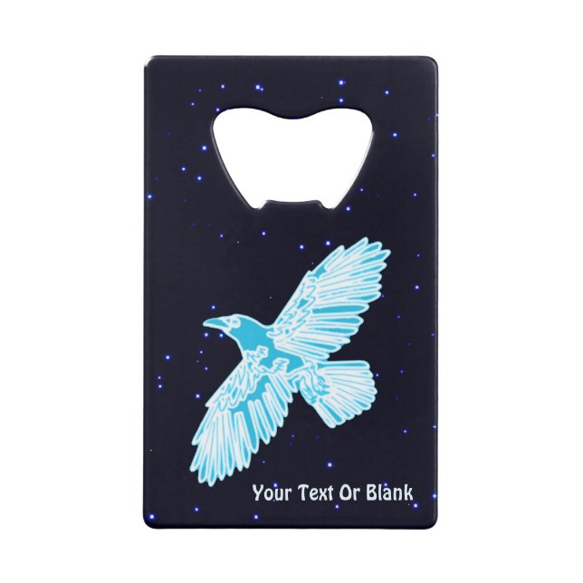 Blue Raven On Stars Credit Card Bottle Opener (Front)