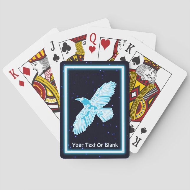 Blue Raven On Stars Playing Cards (Back)