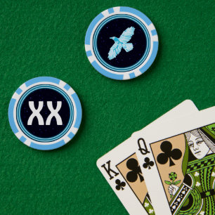 Blue Raven On Stars Poker Chips