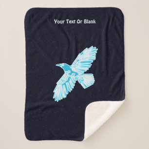 Blue Raven On Stars Sherpa Blanket