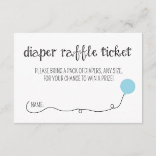 Blue Ready to Pop Baby Shower Diaper Raffle Ticket Enclosure Card