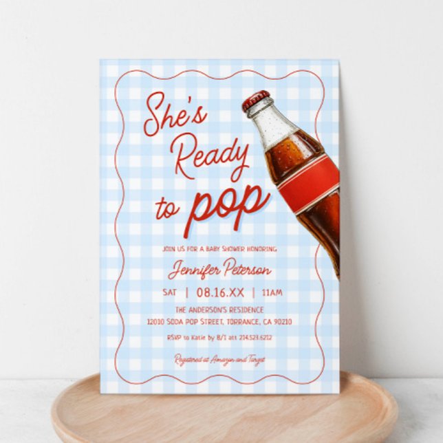 Blue Ready To Pop Soda Pop Cola Baby Shower Invitation (Creator Uploaded)
