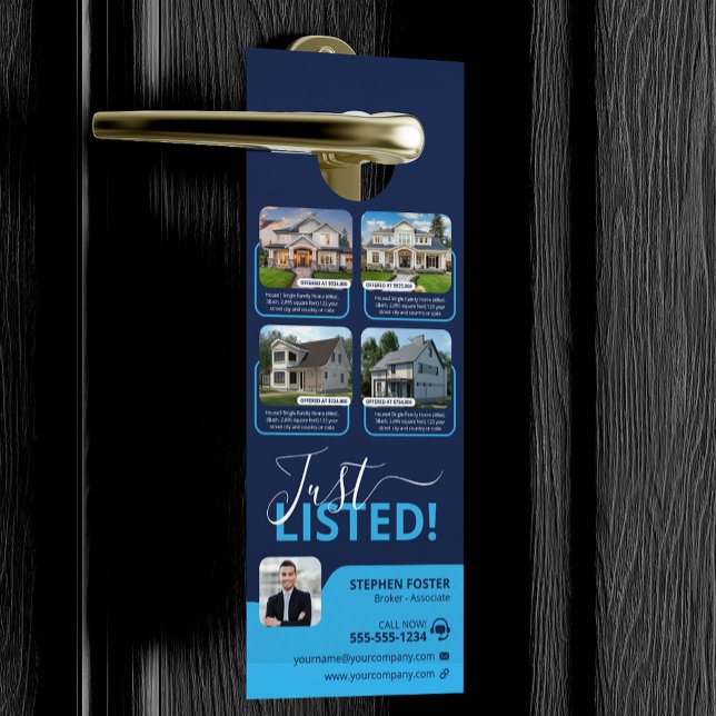 Blue Real Estate Agent Properties Listing Broker Door Hanger (Creator Uploaded)