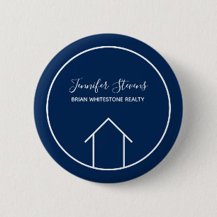 Blue Real Estate Company Custom Name Tag 2 Inch Round Button