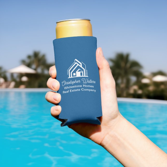 Blue Real Estate Company Customized Realtor Seltzer Can Cooler (In Situ Pool)