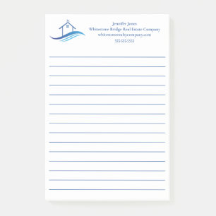 Blue Real Estate Company House Custom Lined Post-it Notes