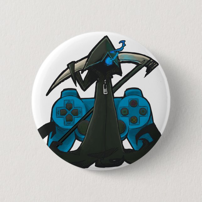 Blue Reaper Badge 2 Inch Round Button (Front)